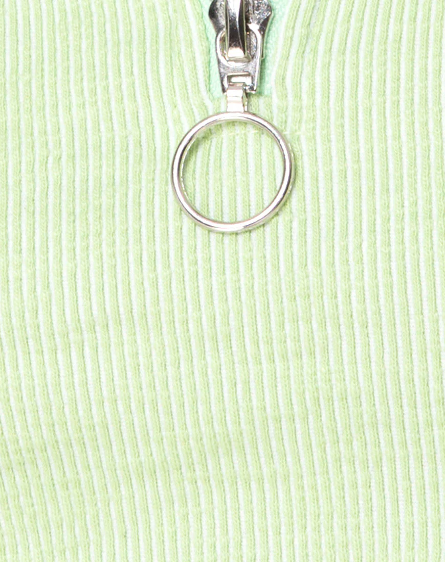 Shen Crop Top in Rib Pastel Lime - Image 5