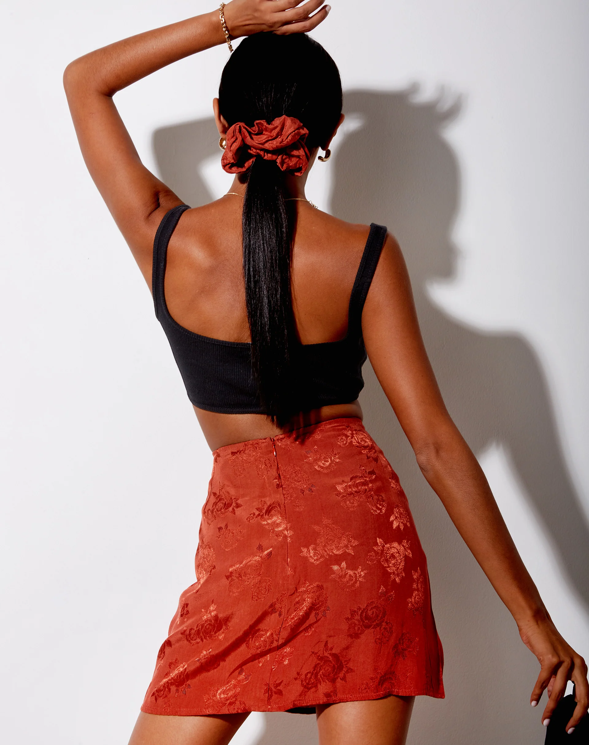 Shenka Mini Skirt in Satin Rose Copper - Image 3