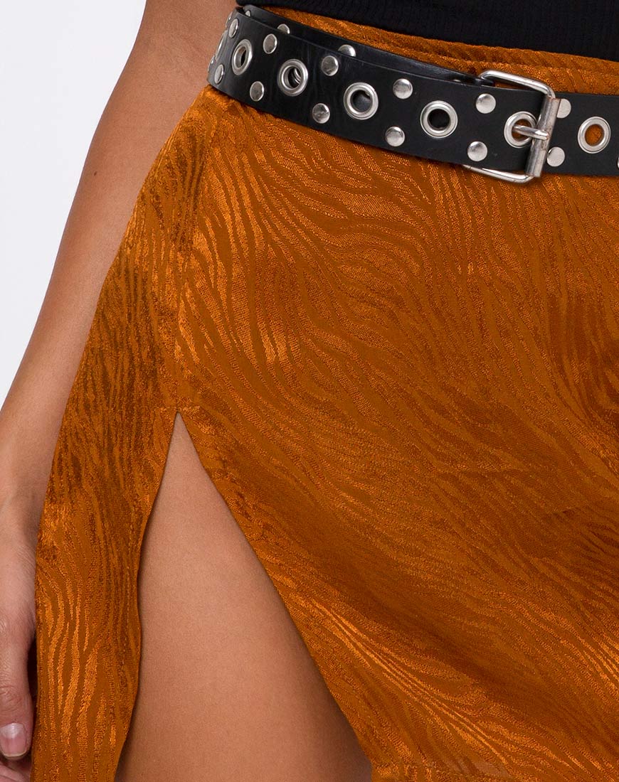 Shenka Mini Skirt in Satin Zebra Golden Coral - Image 5