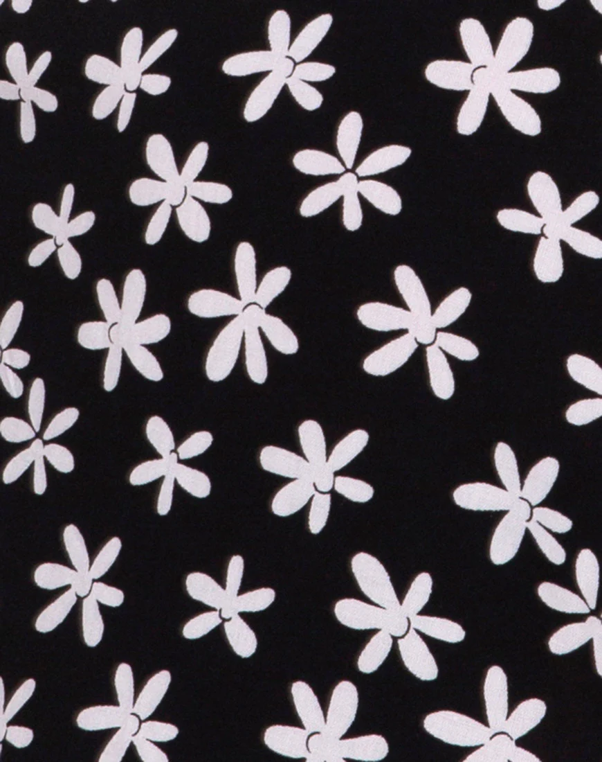 Sheny Mini Skirt in 90's Daisy Black and White - Image 6