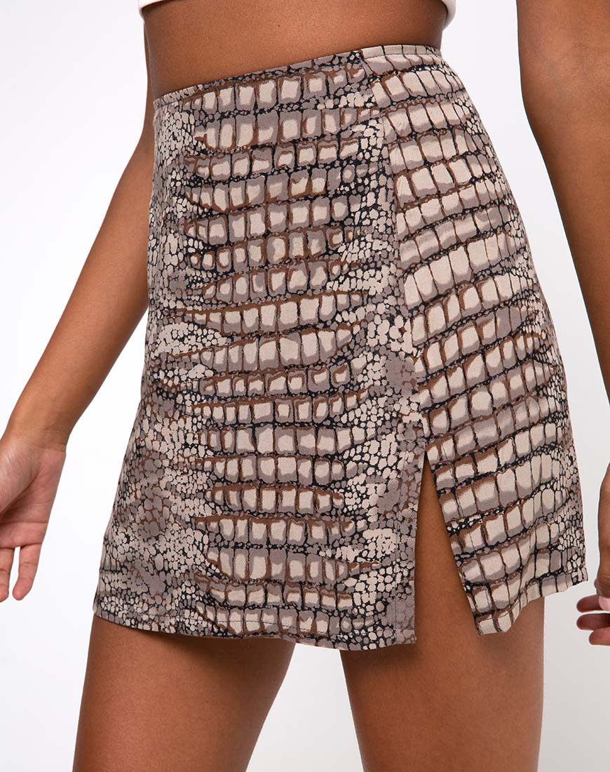 Sheny Mini Skirt in Croc Neutral Grey - Image 5