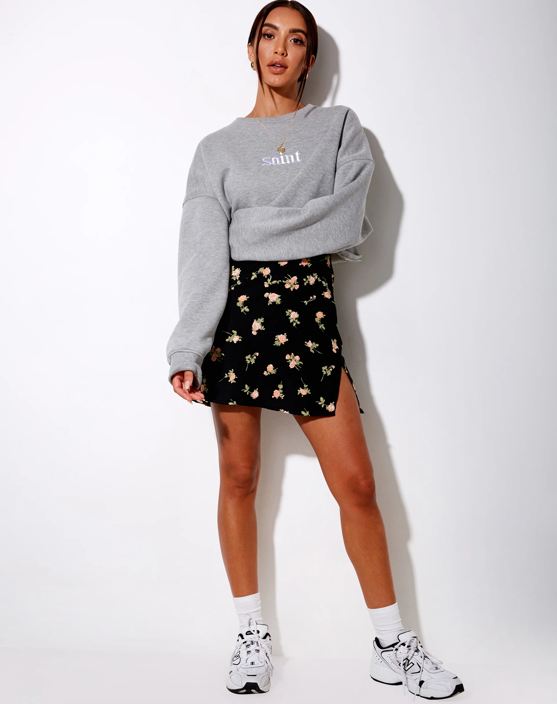 Sheny Mini Skirt in Rose Garden Black - Image 6