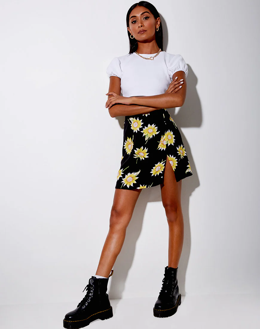 Sheny Mini Skirt in Sunny Days Black - Image 3