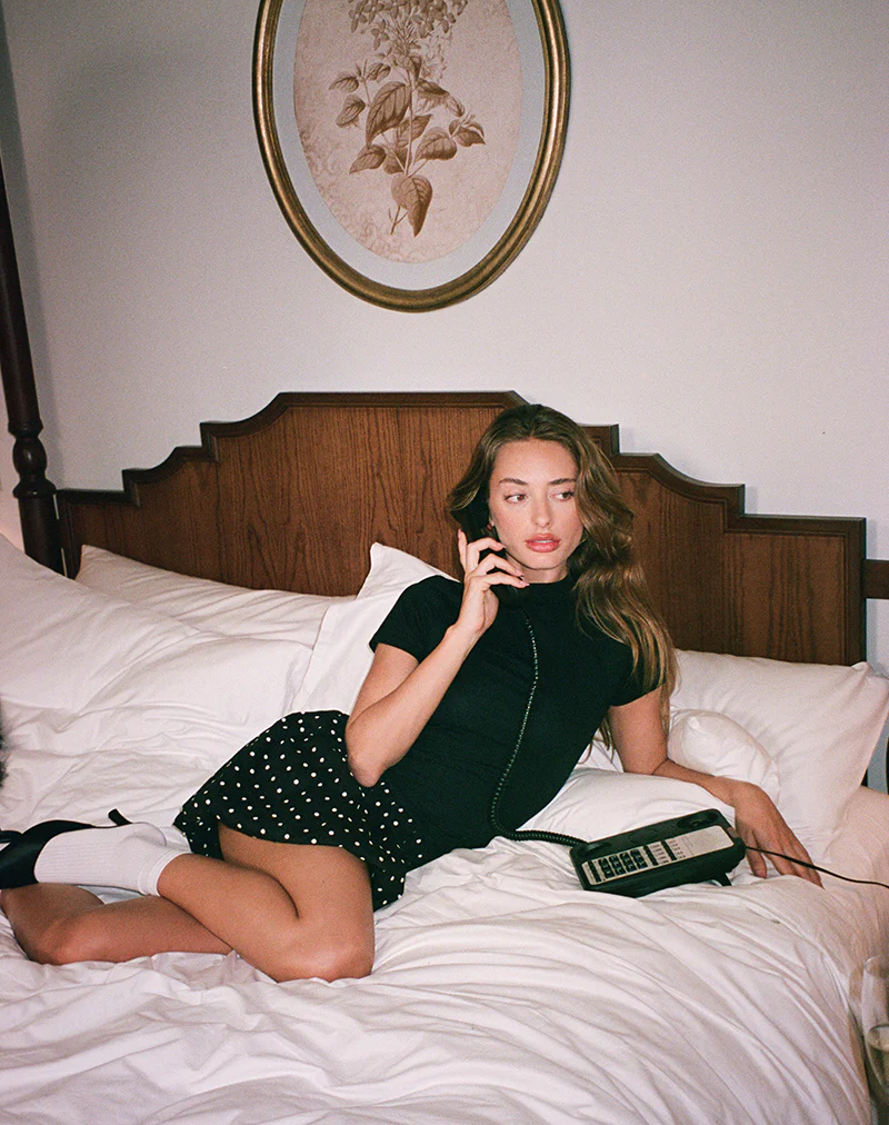 Sherida Bubble Mini Dress in Black Basic Polka - Image 5