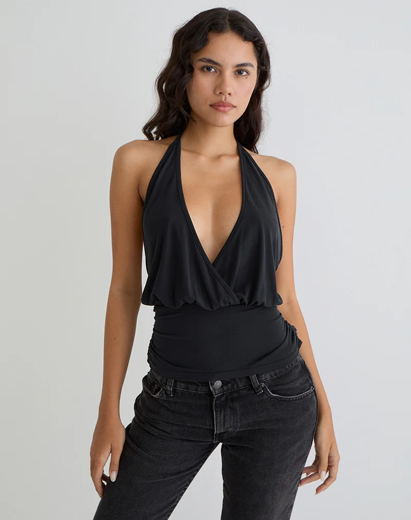 Sherlyn Halter Top in Cupro Black - Image 5