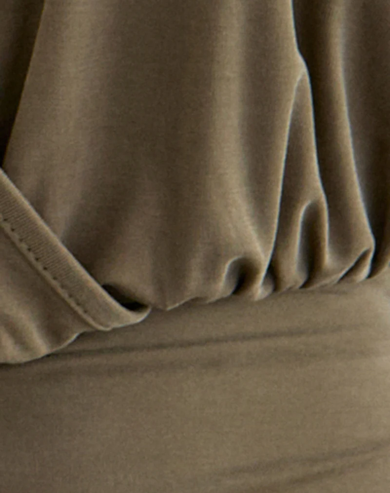 Sherlyn Halter Top in Cupro Khaki - Image 6
