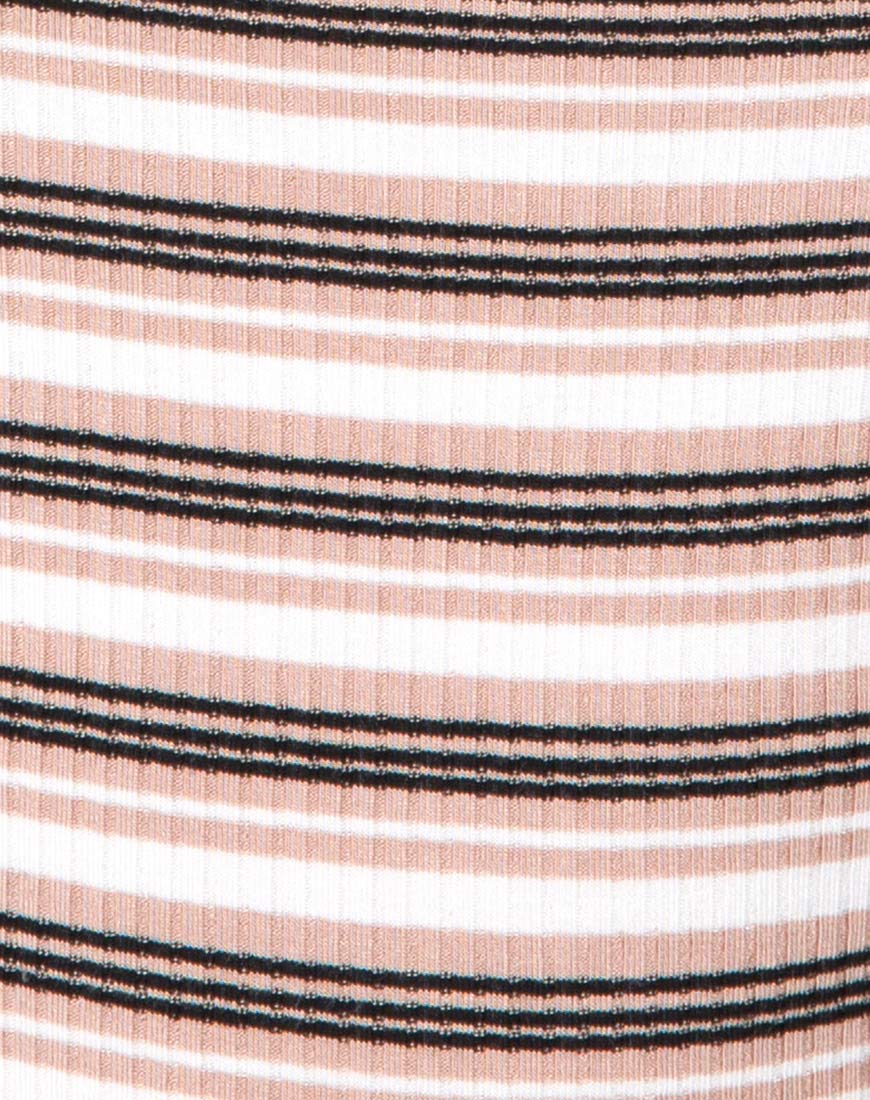 Shidi Cutout Bodice in Rib Stripe Cream Black and Tan - Image 5