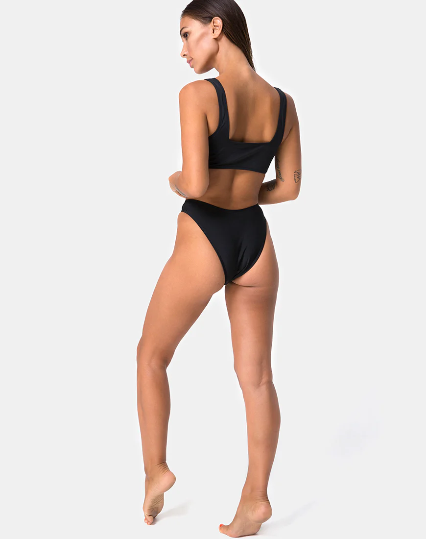 Shielle Bikini Bottom in Black with Contrast Piping - Image 4