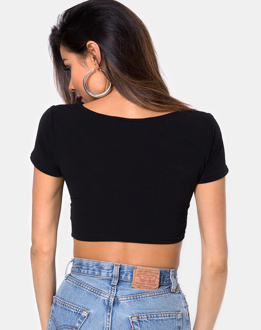 Shim Cutout Crop Top in Black - Image 2