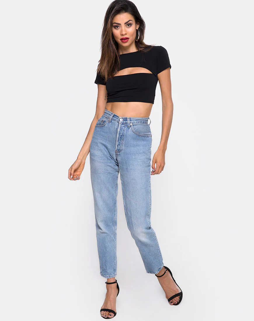Shim Cutout Crop Top in Black - Image 3