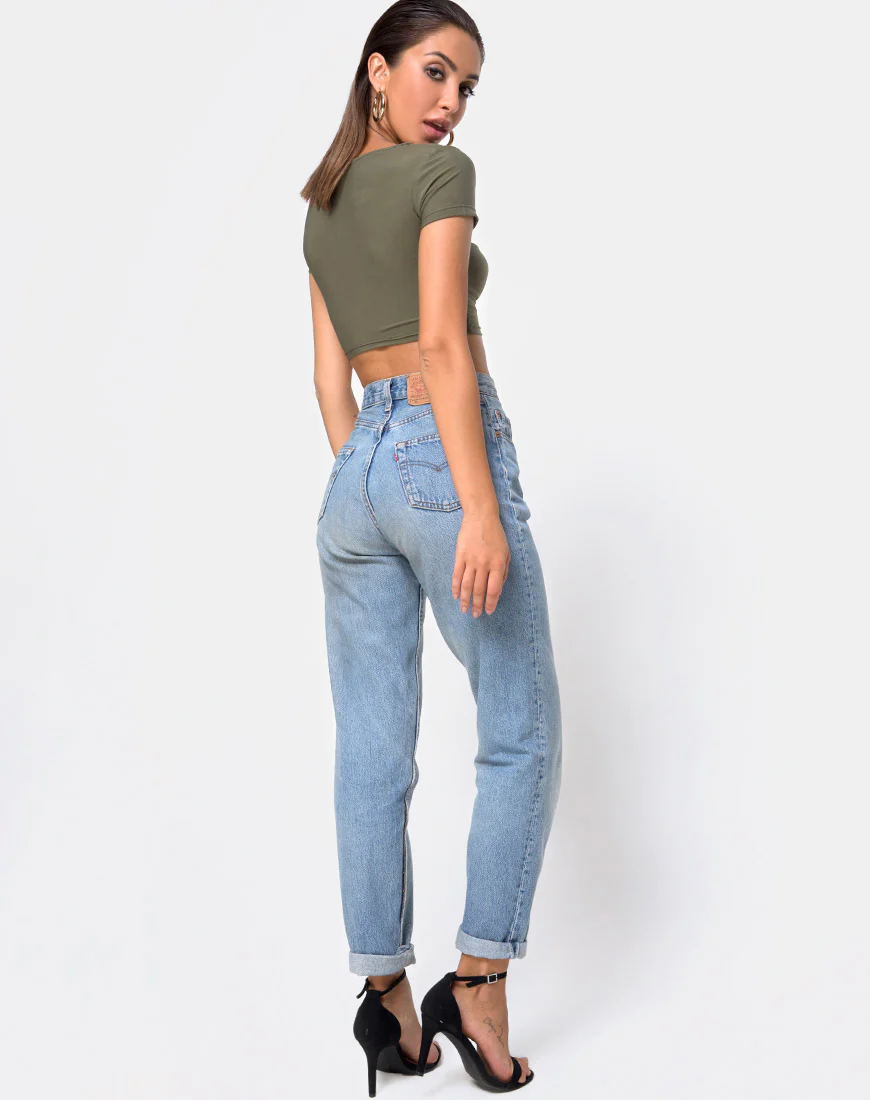Shim Cutout Crop Top in Khaki - Image 4