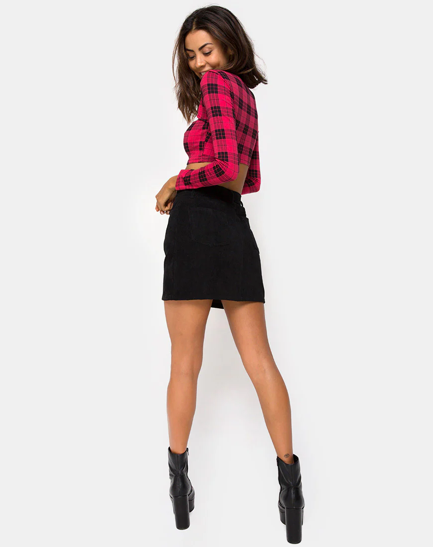 Shimla Crop Top in Winter Plaid Red / Black - Image 8