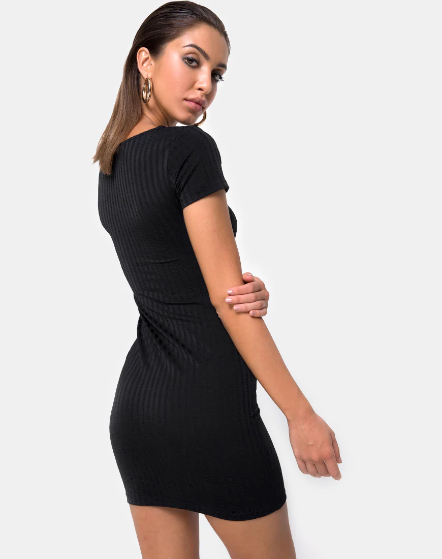 Shimmie Bodycon Dress in Black - Image 2