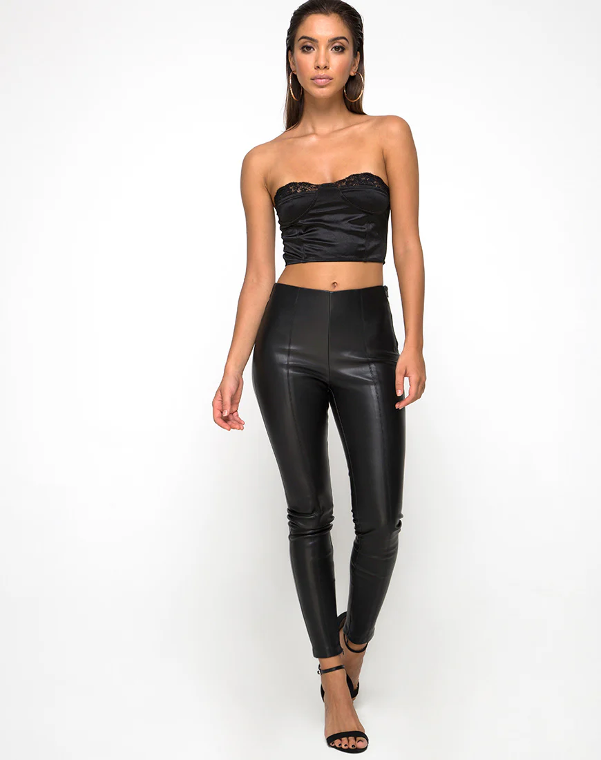 Shisui Bralet In Black satin with Lace - Image 3