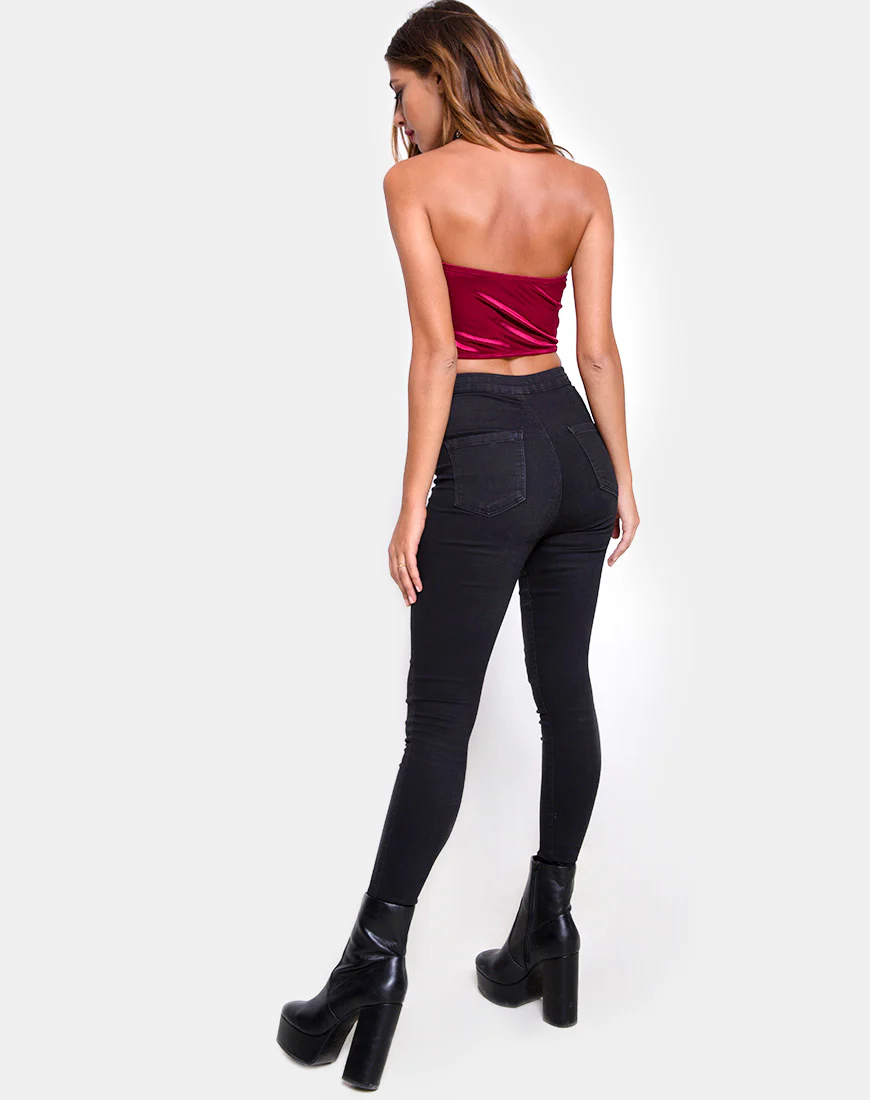 Shisui Tube Top in Satin Burgundy - Image 4