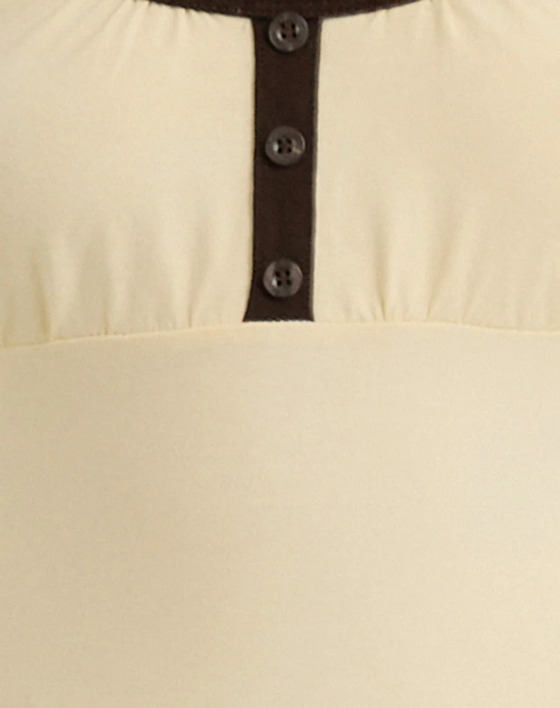 Shou Top in Buttermilk with Brown Binding - Image 6