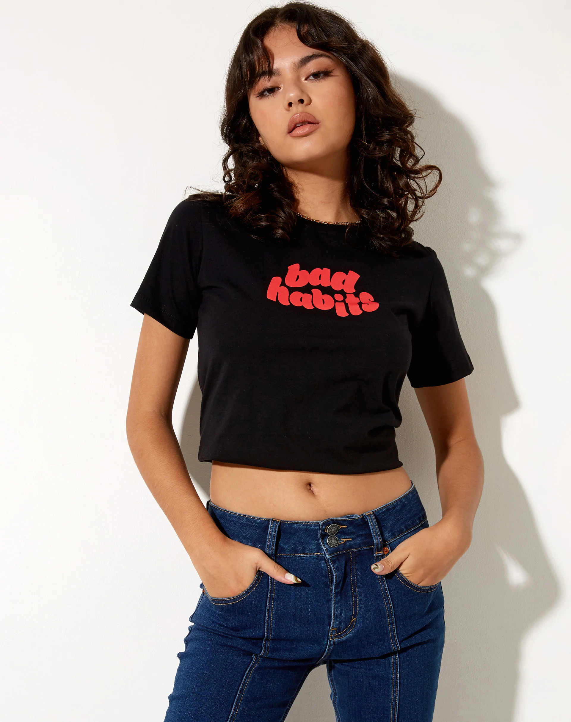 Shrunk Tee in Black Bad Habits - Image 4