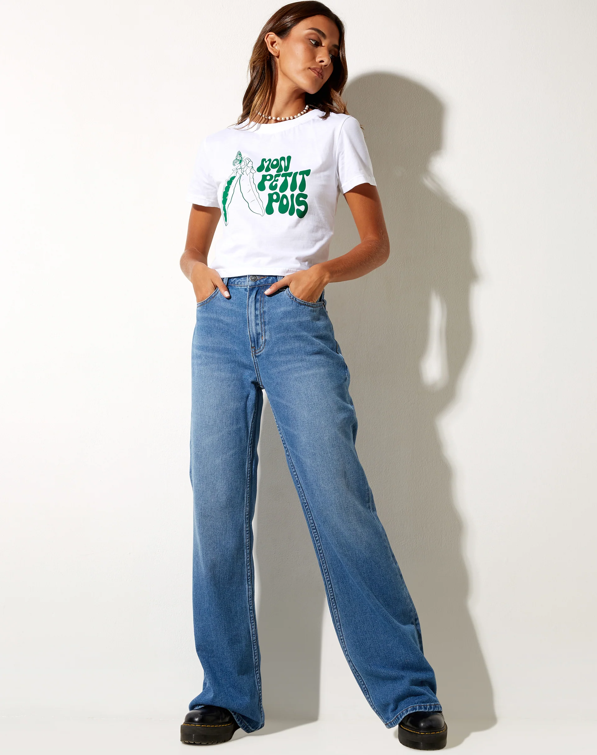 Shrunk Tee in White Mon Petit Pois - Image 3