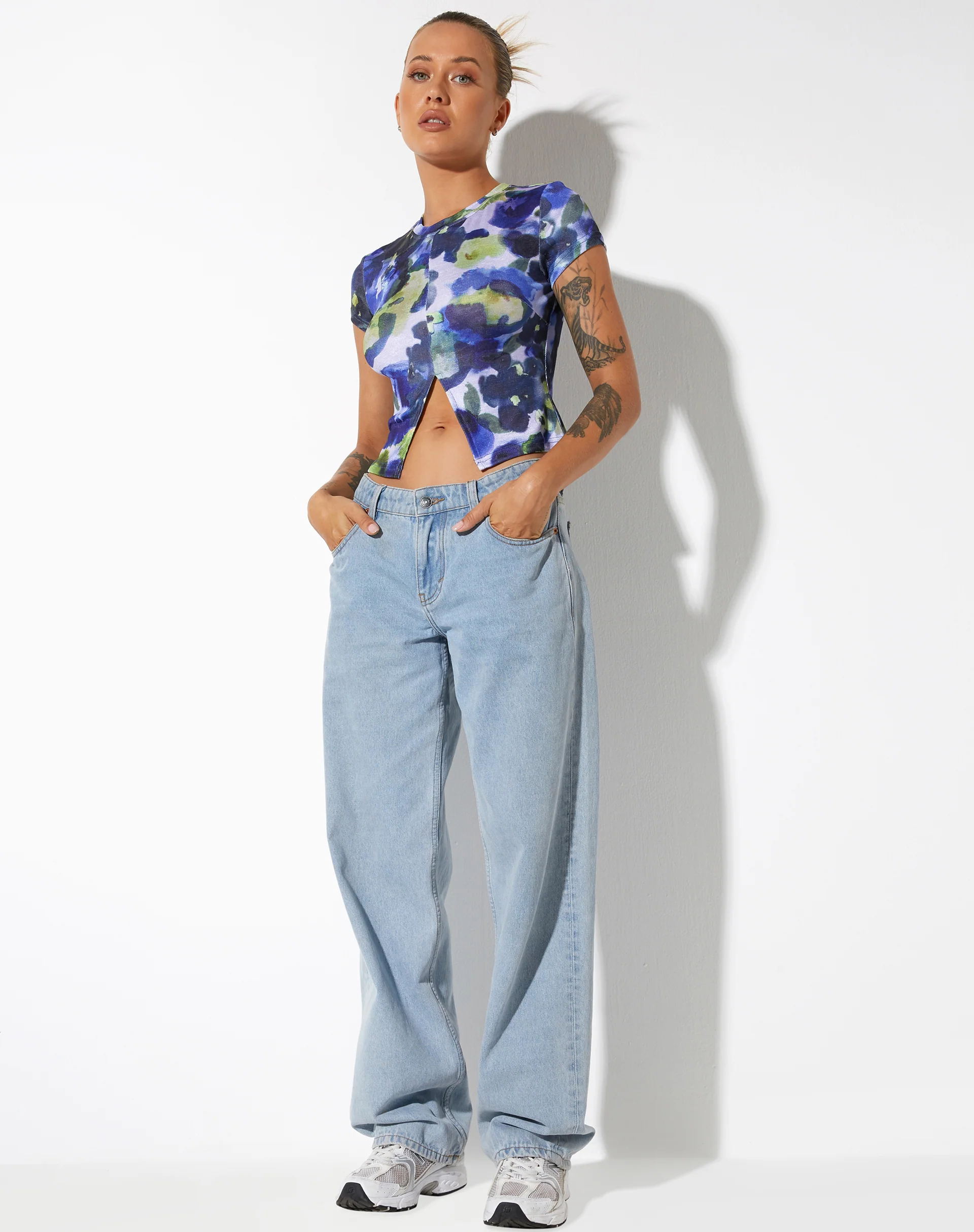 Sianda Crop Top in Abstract Watercolour Blue - Image 4