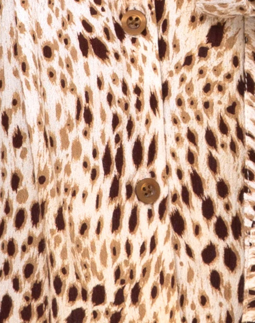 Siare Shirt Dress in Crinkle Sand Leopard - Image 4