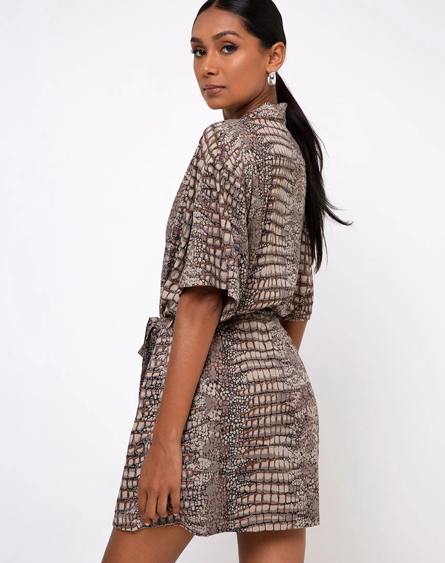 Siare Shirt Dress in Croc Neutral Grey - Image 2
