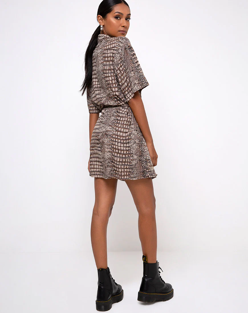 Siare Shirt Dress in Croc Neutral Grey - Image 4