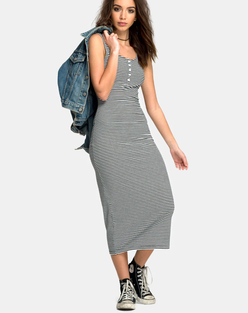Sierra Dress in Humbug Rib Black White - Image 4