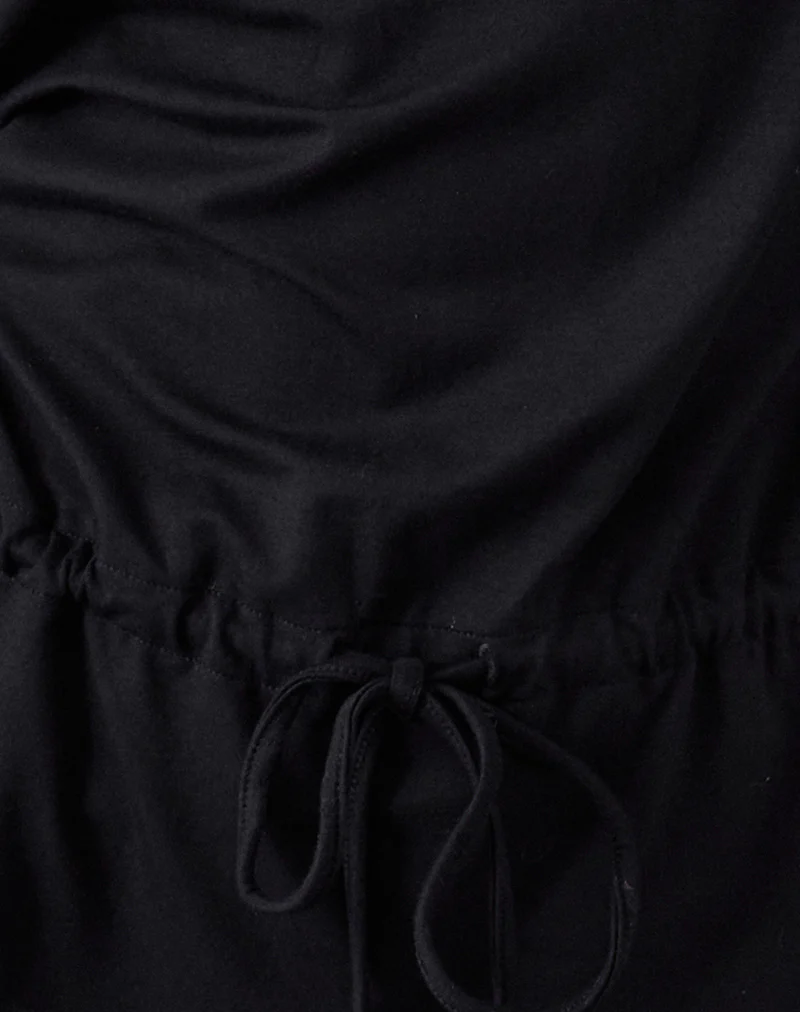 Sika One Shoulder Top in Black with Tie Belt - Image 6
