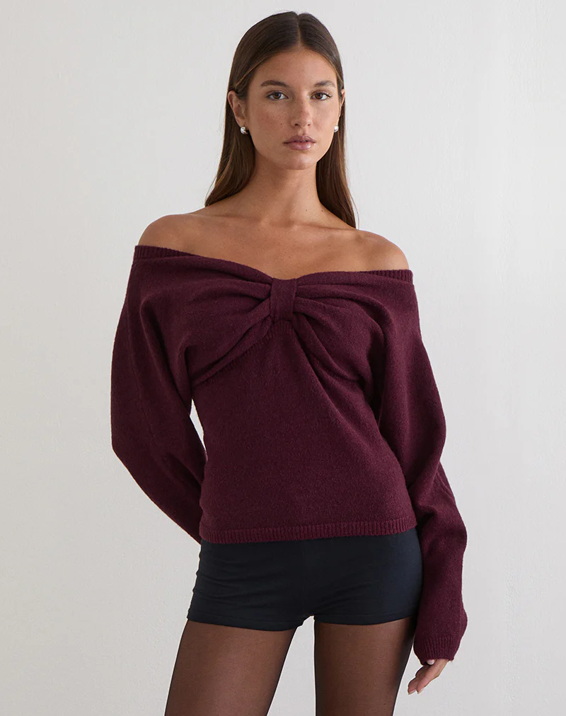 Sikuna Bow Jumper in Deep Purple - Image 2