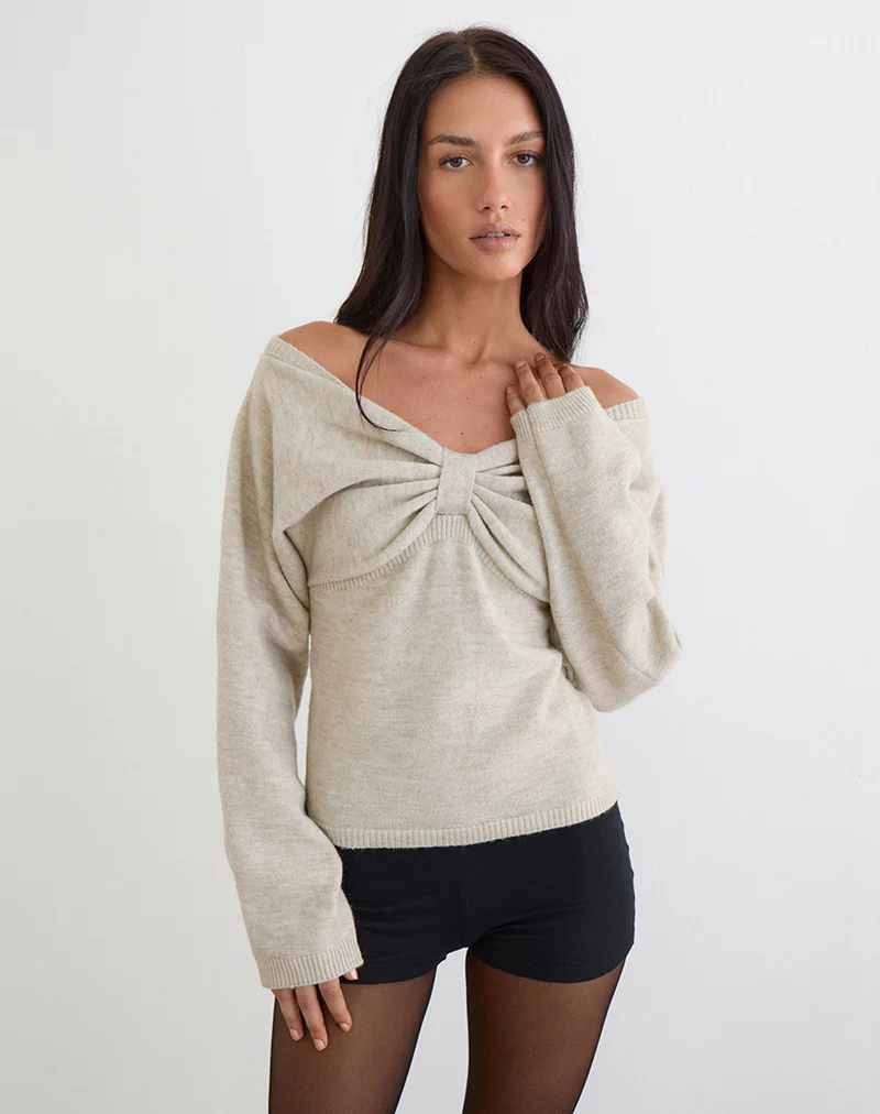 Sikuna Bow Jumper in Oat - Image 2