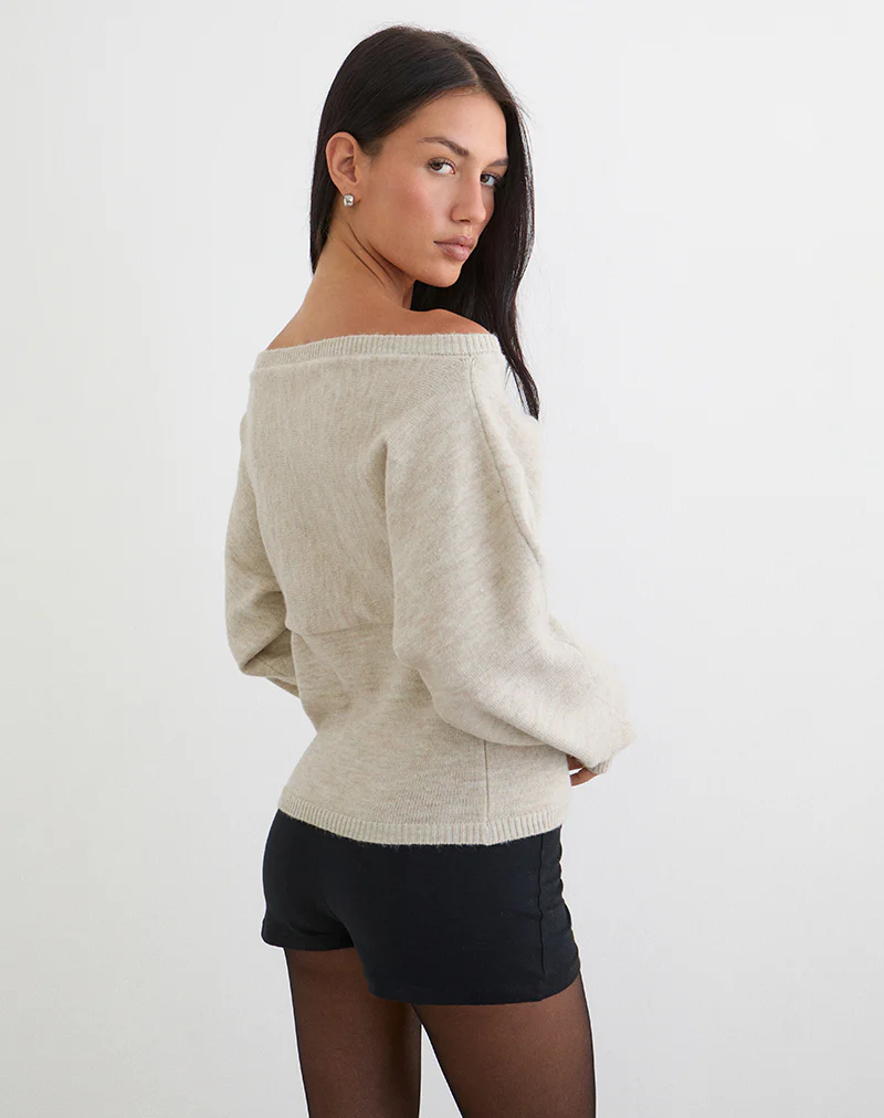 Sikuna Bow Jumper in Oat - Image 4