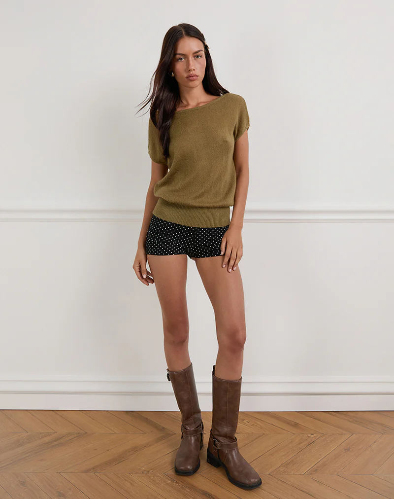 Sinda Scoopback Top in Knit Olive - Image 6