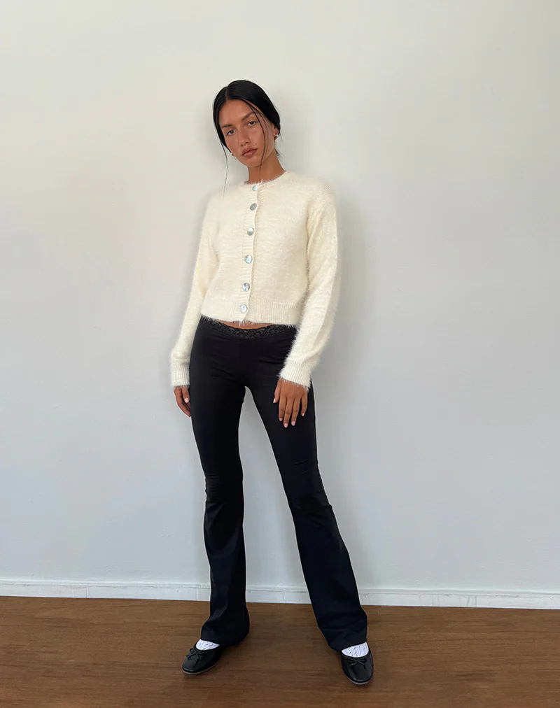 Sinena Lace Trim Trousers in Black - Image 2