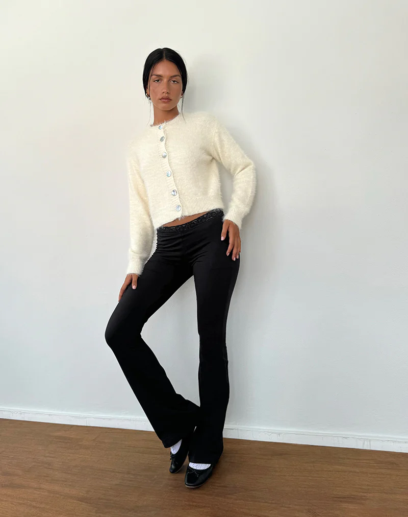 Sinena Lace Trim Trousers in Black - Image 5
