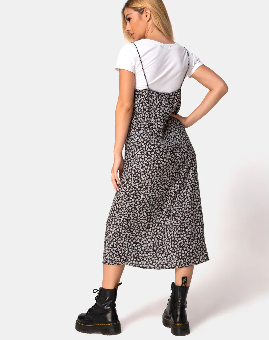 Sini Slip Dress in Ditsy Rose Black - Image 2