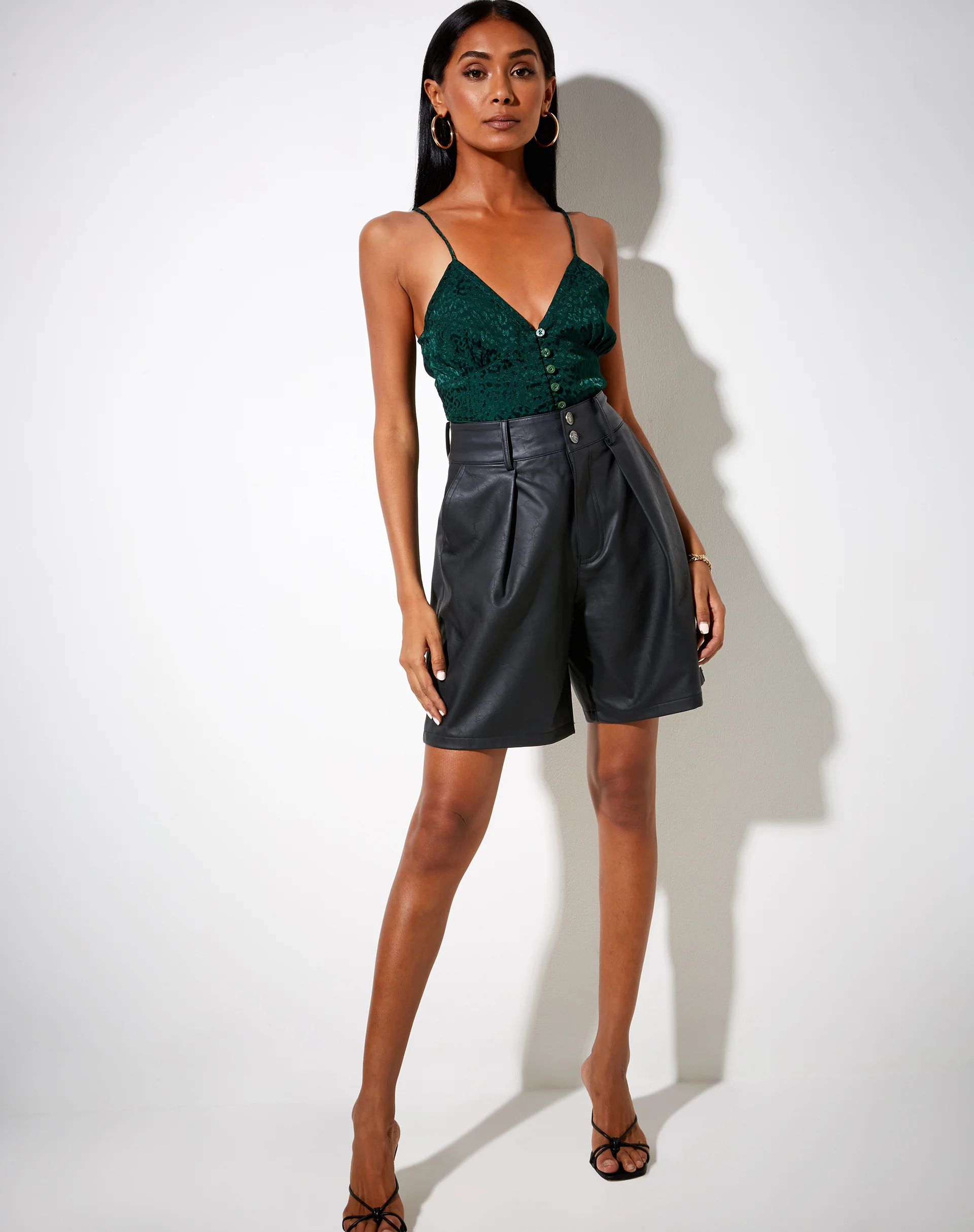 Sipa Crop Top in Satin Cheetah Forest Green - Image 4