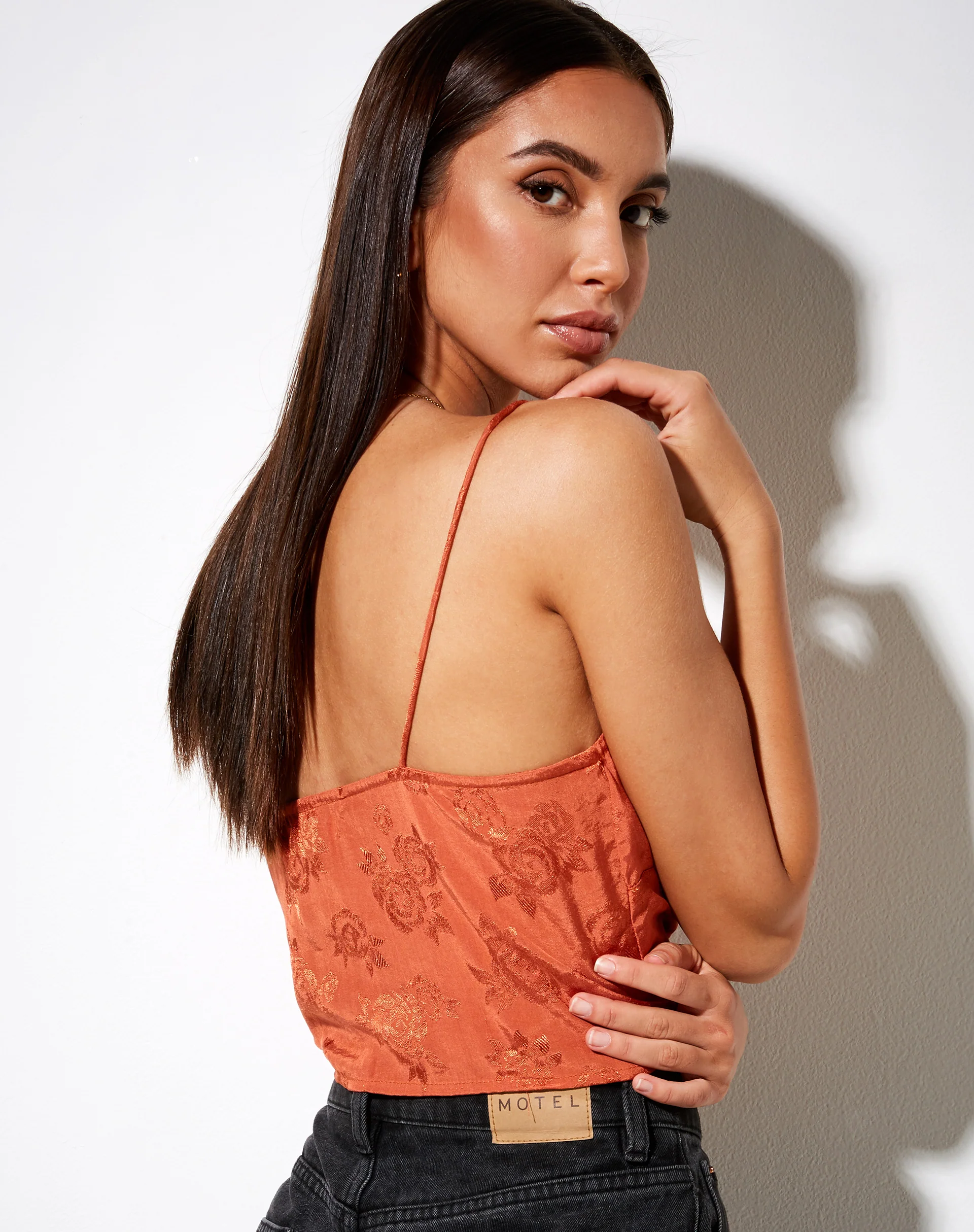 Sipa Crop Top in Satin Rose Copper - Image 3
