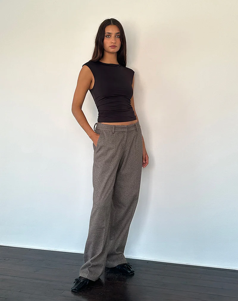 Sirkia Low Rise Tailored Trouser in Dark Brown - Image 2