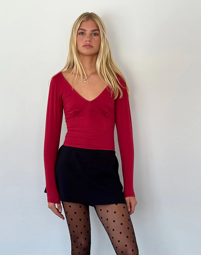 Sisil Long Sleeve Top in Adrenaline Red - Image 4