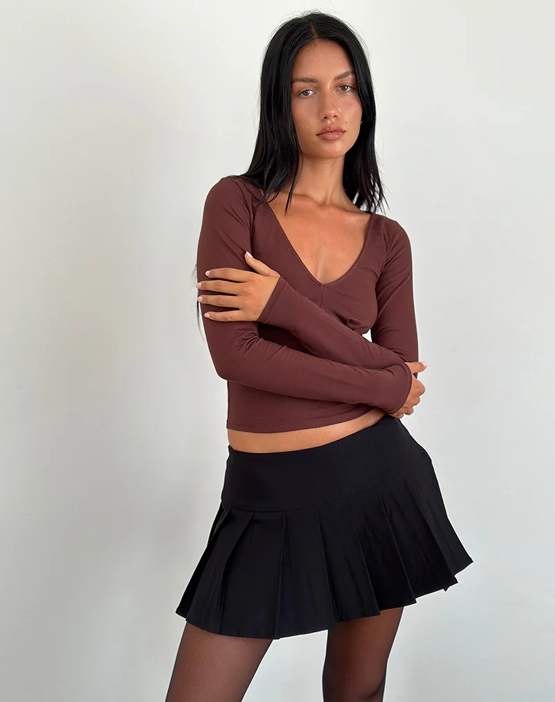 Sisil Long Sleeve Top in Bitter Chocolate - Image 2