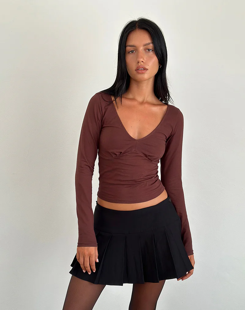 Sisil Long Sleeve Top in Bitter Chocolate - Image 3