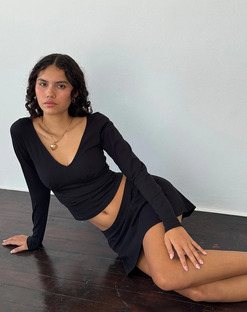 Sisil Long Sleeve Top in Black - Image 2