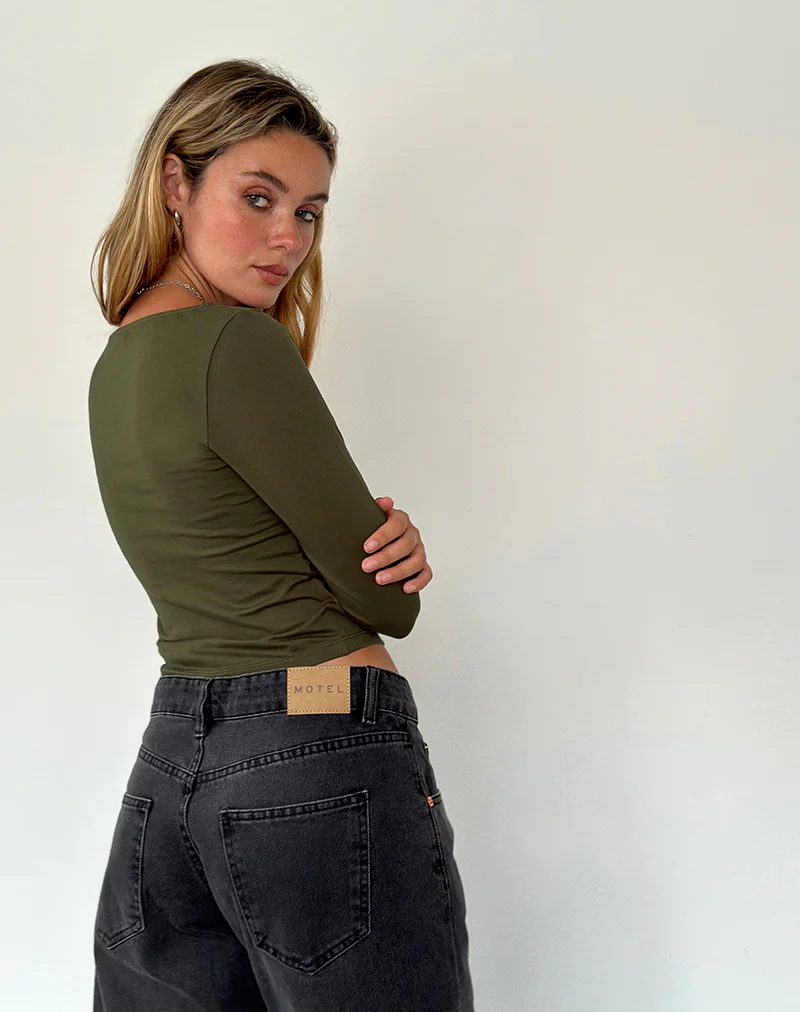 Sisil Long Sleeve Top in Olive - Image 5