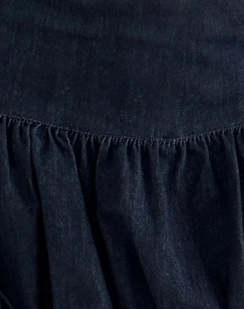 Sisila Puffball Mini Skirt in Chambray Indigo - Image 7