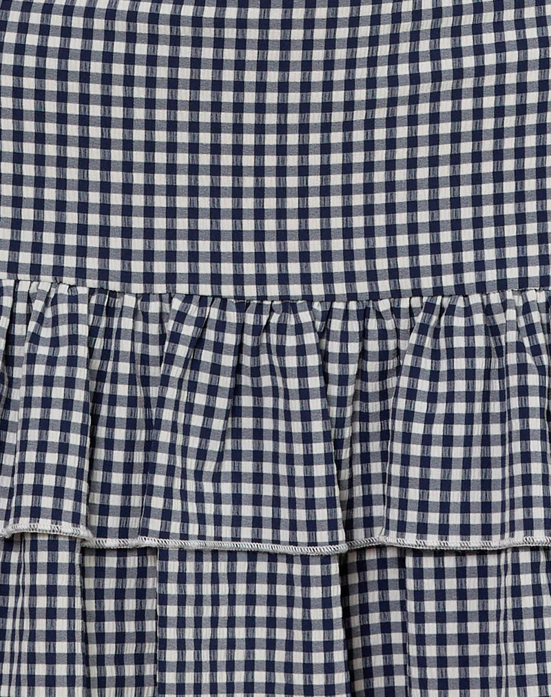 Sitav Dress in Seersucker Gingham Navy - Image 6