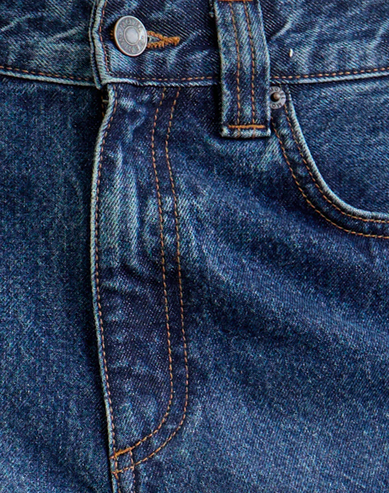 Low Rise Denim Skater Short in Mid Blue Used - Image 6