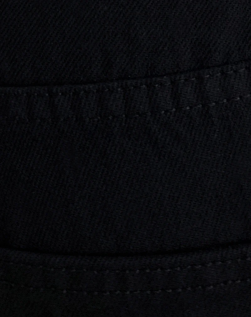 Low Rise Denim Skater Short in Rinse Black - Image 7
