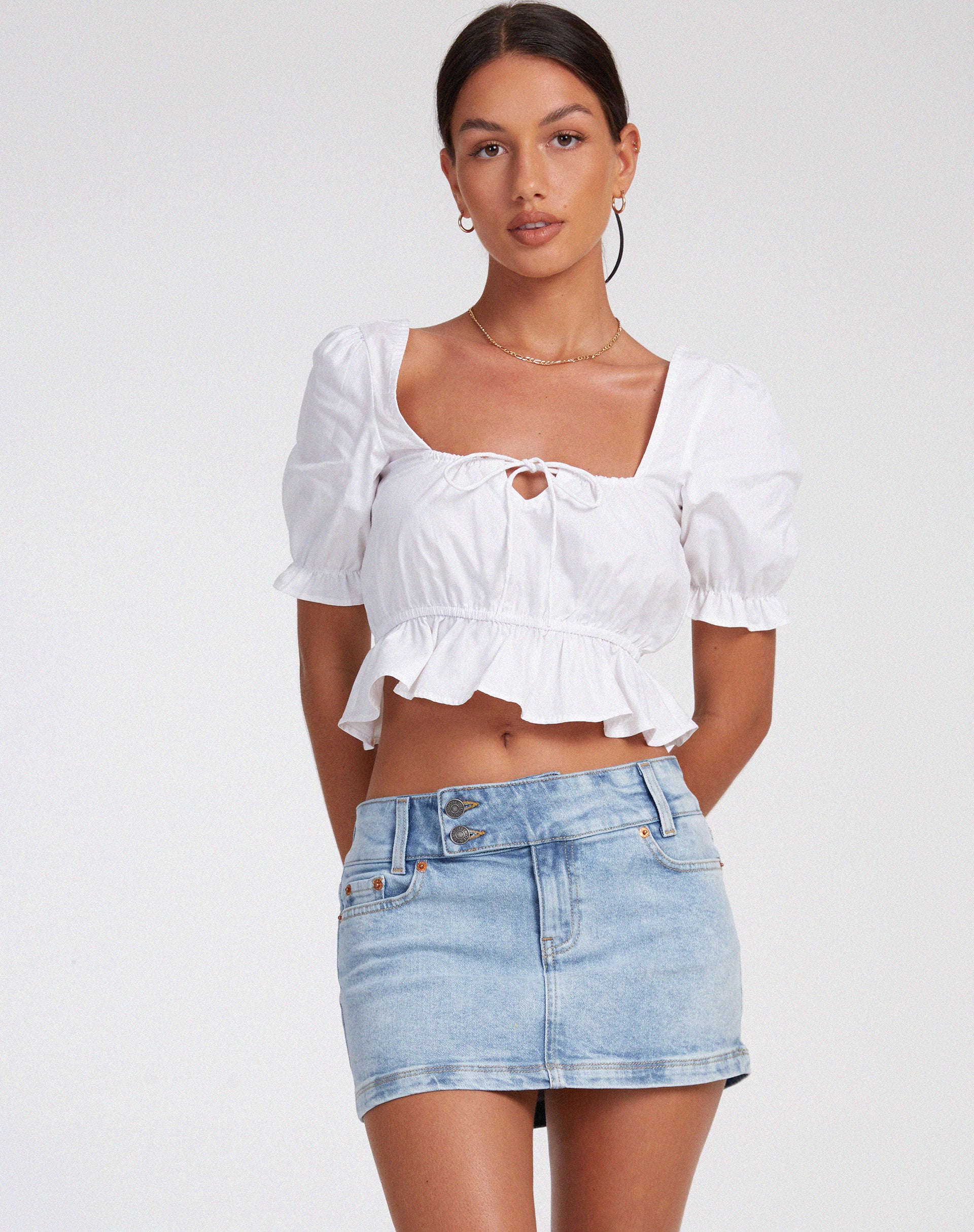 Slate Crop Top in Poplin White - Image 2