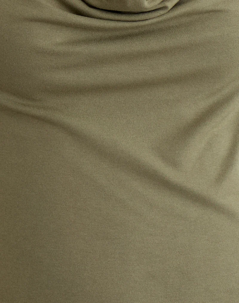 Slater Studded Top in Rayon Jersey Khaki - Image 6