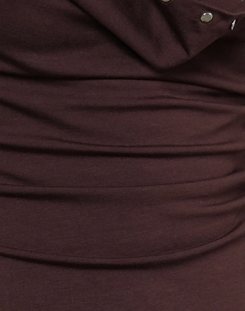Slater Studded Top in Rayon Jersey Bitter Chocolate - Image 7